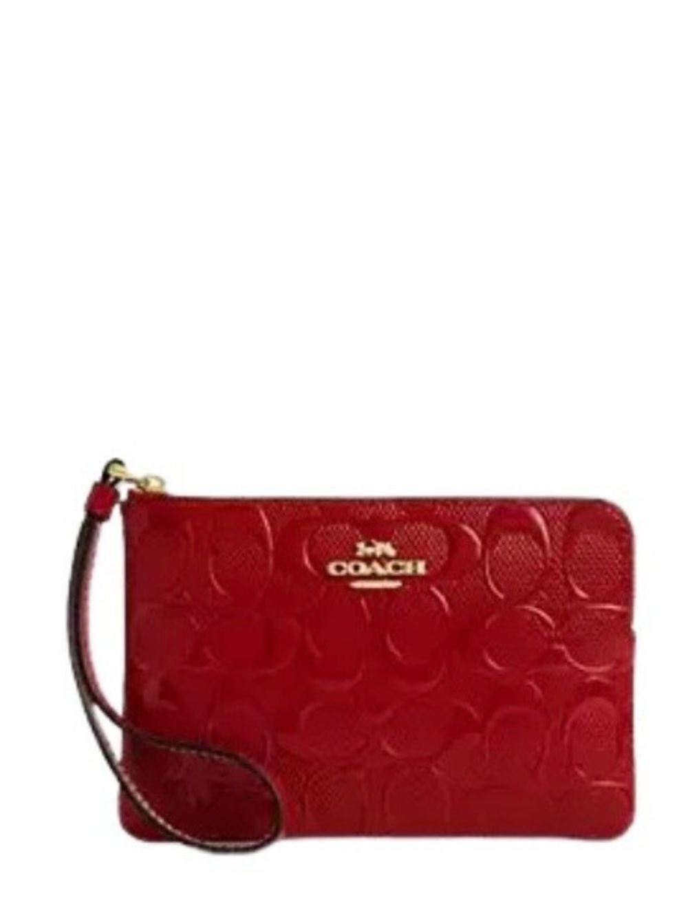 Coach Red Embossed Signature Wristlet - Picture 3 of 5